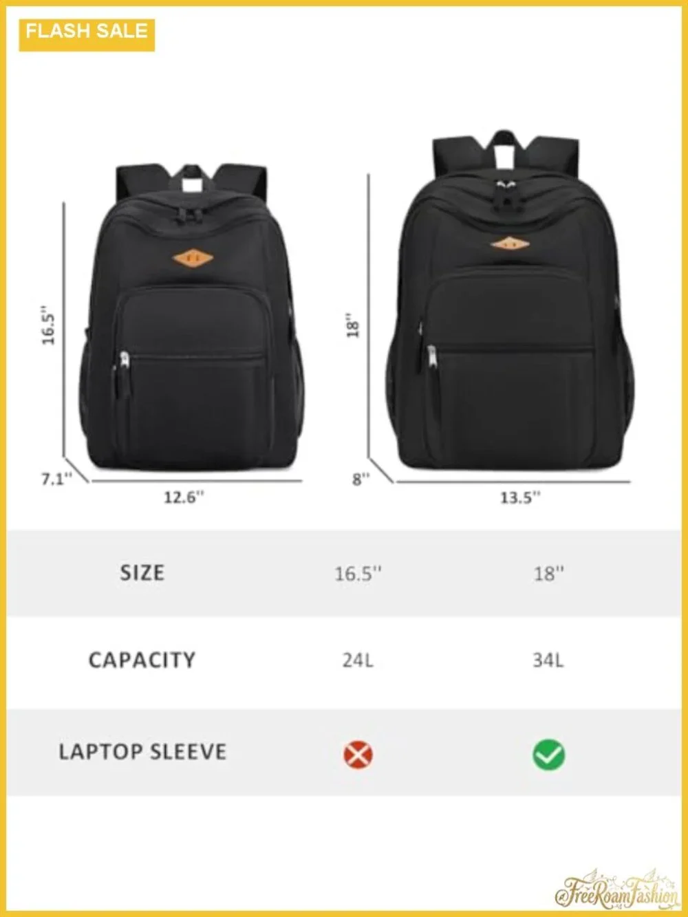 Water-Resistant Travel Backpack with Laptop Sleeve, 24L Daypack for College